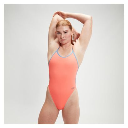 Maillot de Bain Femme Speedo Solid Vback Training Orange / Bleu