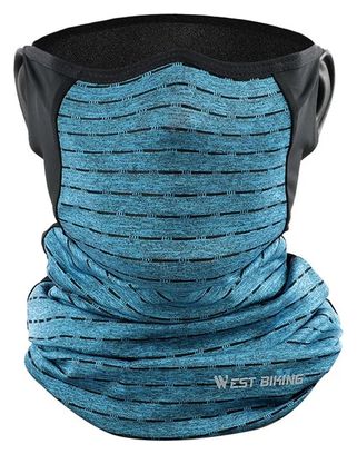 Neck warmer in cooling silk sun protection blue