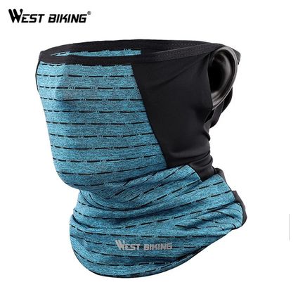 Neck warmer in cooling silk sun protection blue