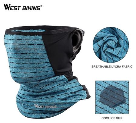Neck warmer in cooling silk sun protection blue