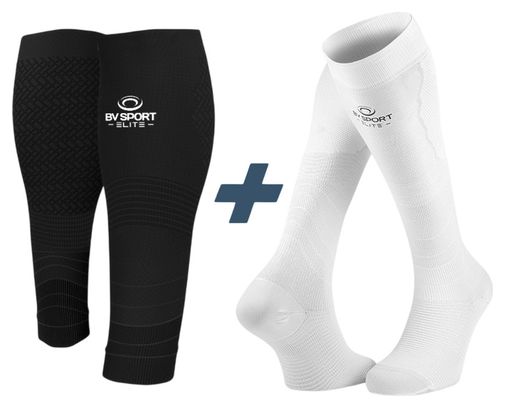 Pack Performance Elite BV Sport Compressie-armbanden + Herstelsokken Zwart/Wit