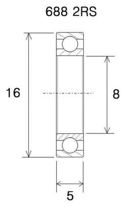 Roulement B5 Inox - Blackbearing - 688 2rs -8 x 16 x 5 mm