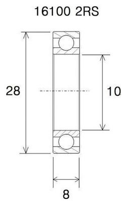 Black Bearing B5 16100-2RS 10 x 28 x 8