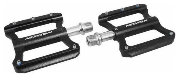 pedale bmx-vtt descente noir a roulements alu cnc filetage 9-16 avec picots argent (paire)
