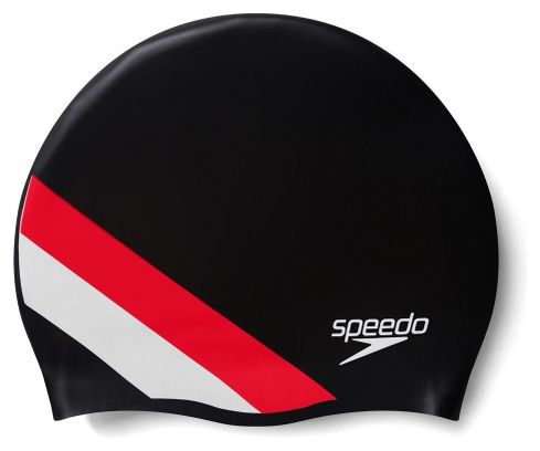 Speedo Reversible Moulded Silicone Swim Cap Black Red