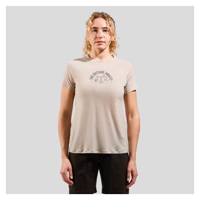 Camiseta técnica Oldo Ride 365 Performance Wool 130 Beige para mujer