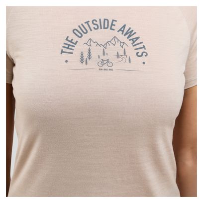 Camiseta técnica Oldo Ride 365 Performance Wool 130 Beige para mujer