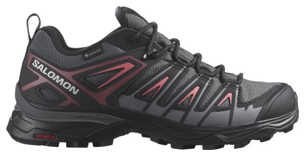 Salomon X Ultra Pioneer GTX Grey Black Pink Women's Hiking Shoes