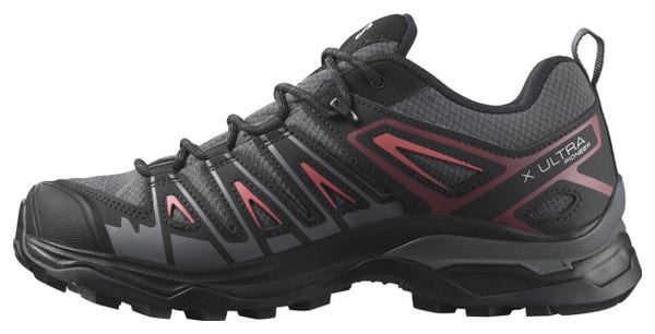 Salomon X Ultra Pioneer GTX Grey Black Pink Women's Hiking Shoes