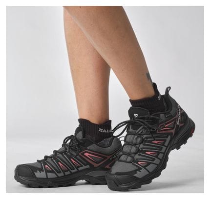 Salomon X Ultra Pioneer GTX Gris Negro Rosa Zapatillas de senderismo para mujer