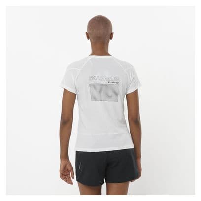 Camiseta blanca de manga corta Salomon Cross Run para mujer
