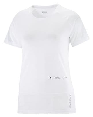 Camiseta blanca de manga corta Salomon Cross Run para mujer