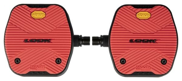 Pair of Flat Look Geo City Grip Red Pedals