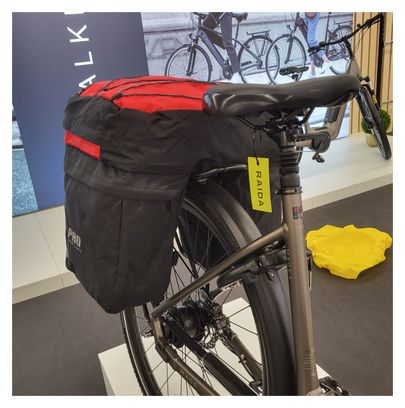 Sacoche double pour vélo - 46 litres - Noir/Rouge - avec housse de pluie