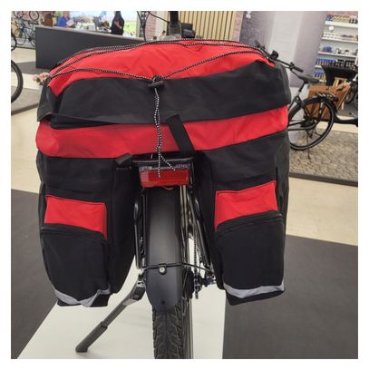 Sacoche double pour vélo - 46 litres - Noir/Rouge - avec housse de pluie