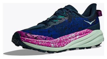 Chaussures Trail Hoka Speedgoat 6 Large 2E Bleu/Rose Homme