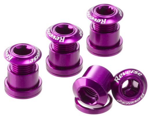 Reverse Chainring Bolt Set 7mm Purple (x4)