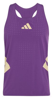 Camiseta sin mangas adidas Adizero Road to Records Violeta/Dorado Hombre