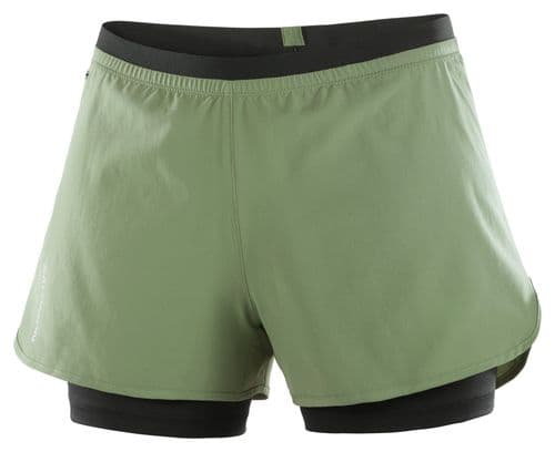 Pantalones cortos 2 en 1 Salomon Cross Verde para mujer