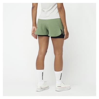 Pantalones cortos 2 en 1 Salomon Cross Verde para mujer