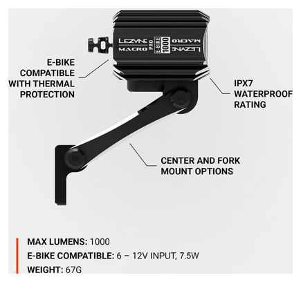 Lezyne E-Bike Macro Drive 1000 front light Black