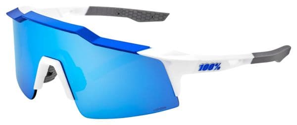 100% Speedcraft SL White Blue Goggles - HiPer Blue Mirror Lenses