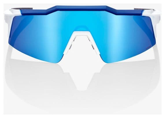 100% Speedcraft SL Brille Weiß Blau - HiPer Gläser Verspiegeltes Blau