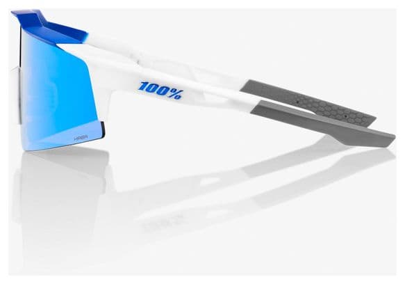 100% Speedcraft SL Brille Weiß Blau - HiPer Gläser Verspiegeltes Blau
