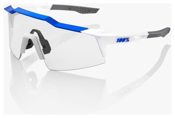 Lunettes 100% Speedcraft SL Blanc Bleu - Verres HiPer Miroir Bleu