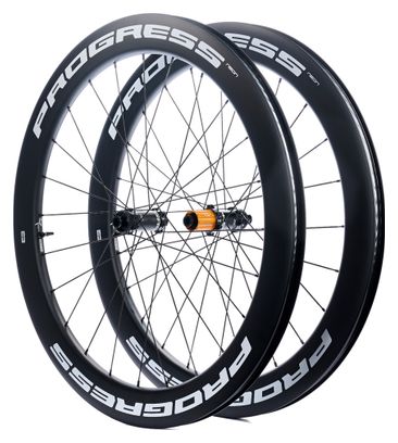 Paire de roues Progress Neon Disc Blanc | 12x100/12x142 mm | Center Lock | Campagnolo N3W