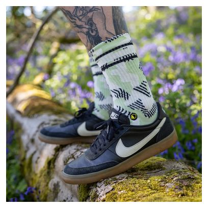 Calzini Burgtec Everyday Crew Patterned Bianco/Verde