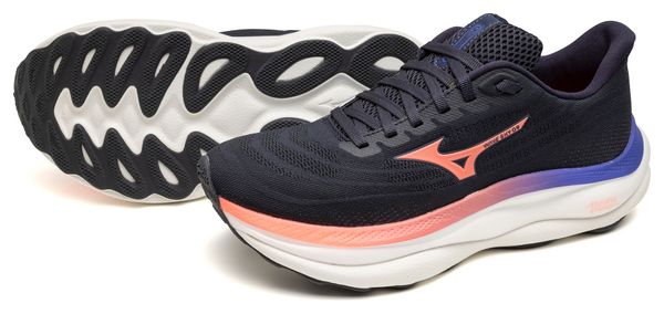 Chaussures Running Mizuno Wave Sky 9 Gris/Rose Femme