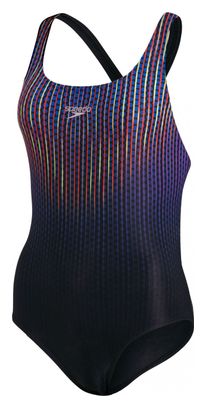 Speedo Placement Digital Powerback Women's 1 Piece Swimsuit Black