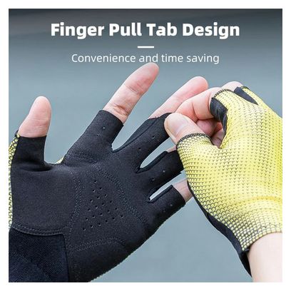 Guantes de bicicleta medio dedo antideslizantes amarillo unisex