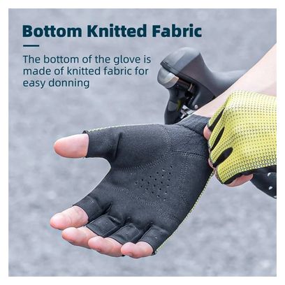 Guantes de bicicleta medio dedo antideslizantes amarillo unisex