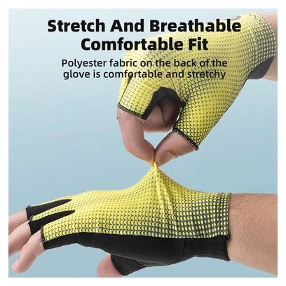 Guantes de bicicleta medio dedo antideslizantes amarillo unisex