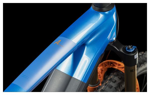 Cube Stereo Hybrid 140 HPC Actionteam 750 Elektrisch Volledig geveerd MTB Shimano XT 12S 750 Wh 27.5'' Blauw Grijs Actionteam 2023