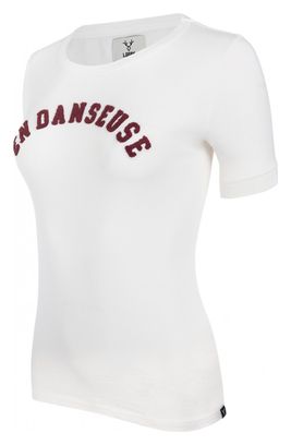 LeBram - Camiseta de manga corta para mujer Dancer White Marshmallow