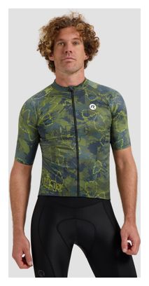 Maillot Manches Courtes Vélo Rogelli Essential Graphic II Vert/Bleu/Moutarde Homme