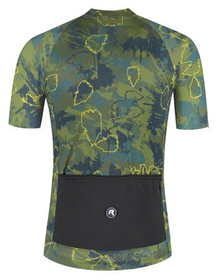 Maillot Manches Courtes Vélo Rogelli Essential Graphic II Vert/Bleu/Moutarde Homme