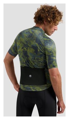 Maillot Manches Courtes Vélo Rogelli Essential Graphic II Vert/Bleu/Moutarde Homme
