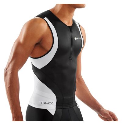 SKINS TOP SLEEVLESS TRI 400 Heren Zwart Wit