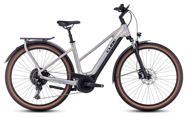 Cube Touring Hybrid Pro 625 Trapeze Electric Hybrid Bike Shimano Deore 11S 625 Wh 700 mm Pearly Silver 2023