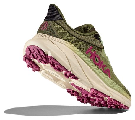 Hoka Challenger 7 Khaki Pink Damen Trailrunning-Schuhe