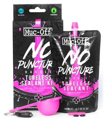 Muc-Off Tubeless Dichtungsmittel 140mL + Mesur Scoop + Werkzeug Ventil + UV-Brenner