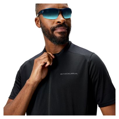 Endura Loop Full Zip Jersey met korte mouwen Zwart