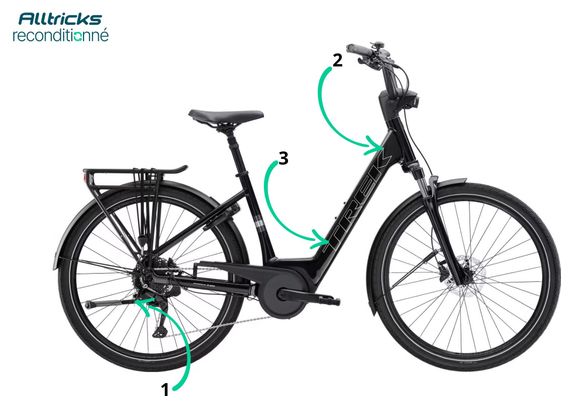 Vélo de Ville Électrique Trek Verve+ 2 Lowstep 400wh Shimano Cues 9V Noir Gen.3  T.M 165/175cm - Produit Reconditionné