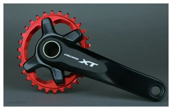 Plateau Narrow Wide Ovale AbsoluteBlack Premium Oval Chainring 96/4 BCD for Shimano XT M8000 / SLX M7000 12 V Rouge