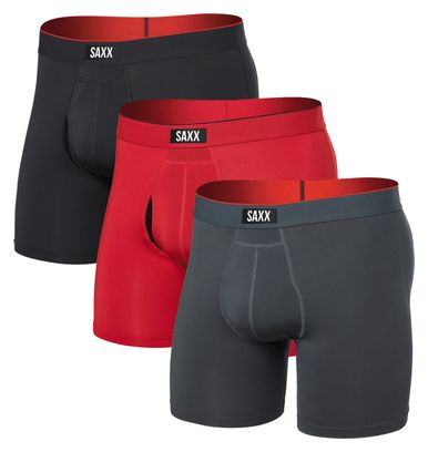 Calzoncillos bóxer Saxx Multi-Sport Mesh Fly (paquete de 3) Sunset Red/Turbulence/Faded Black para hombre