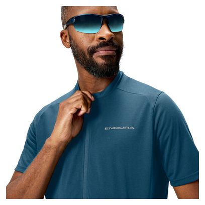 Maillot Manches Courtes Endura Loop Full Zip Bleu